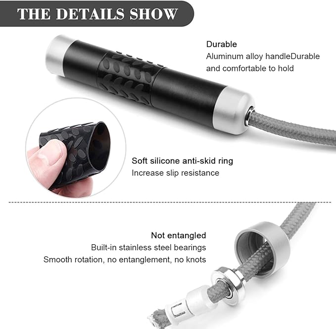 Redify Weighted Jump Rope for Workout Fitness(1LB), Tangle-Free Ball Bearing Rapid Speed Skipping Rope for MMA Boxing Weight-loss,Aluminum Handle Adjustable Length 9MM Fabric Cotton+9MM Solid PVC Rope-FlexoryFit