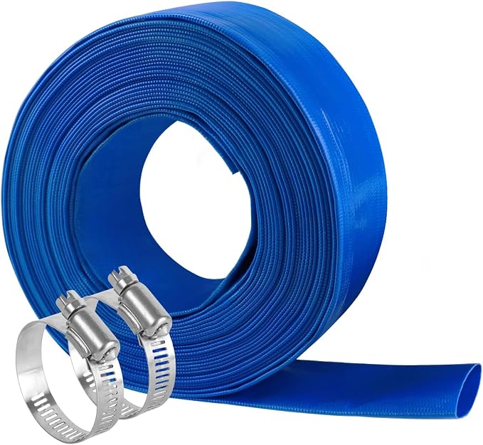 2 IN x 50 FT Pool Backwash Hose, Heavy Duty Flat Discharge Hose, Weather and by EASTRANS