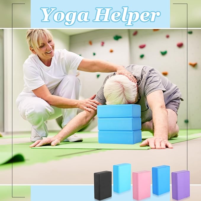 Meooeck 30 Pcs Yoga Blocks Bulk Eva Foam Block Pack, 9 x 6 x 3 Inch Exercise Brick Foam High Density Soft Non Slip Yoga Accessories for Exercise Pilates General Fitness and Workouts, Multicolor-FlexoryFit