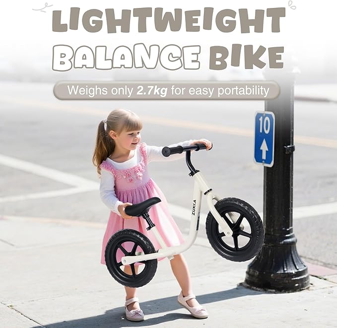 12 inch Toddler Balance Bike Adjustable Handlebar & Seat Anti-Slip Grip Suitable for 2-5 Years Old with Footrest Lightweight for Tolddlers Boys Girls Multiple Colors to Choose-FlexoryFit