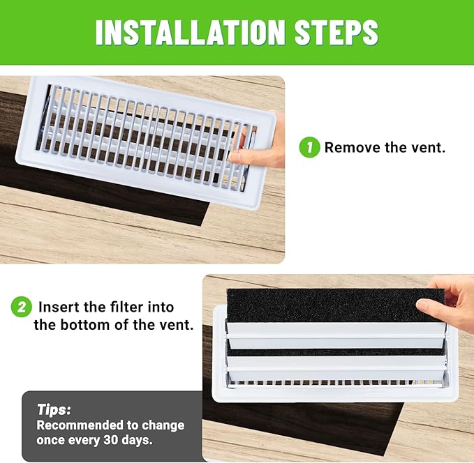 4"x12" Activated Carbon Air Vent Filters for Home, Floor Vents Filters, Floor Registers Filters,10 Pcs Charcoal Vent Filter (Black)