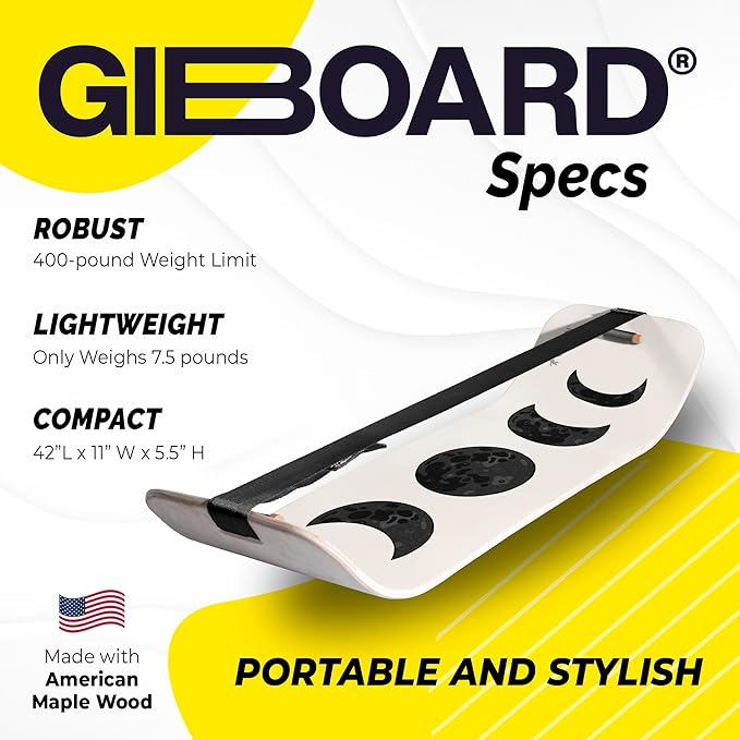 GIBBON SlackBoard - GiBoard Balance Board Kids & Adults - Slackline Balance Trainer - Slack Board Core Workout Equipment Home Gym Training - Standing Desk Exercise - Yoga, Agility, Pilates & More-FlexoryFit