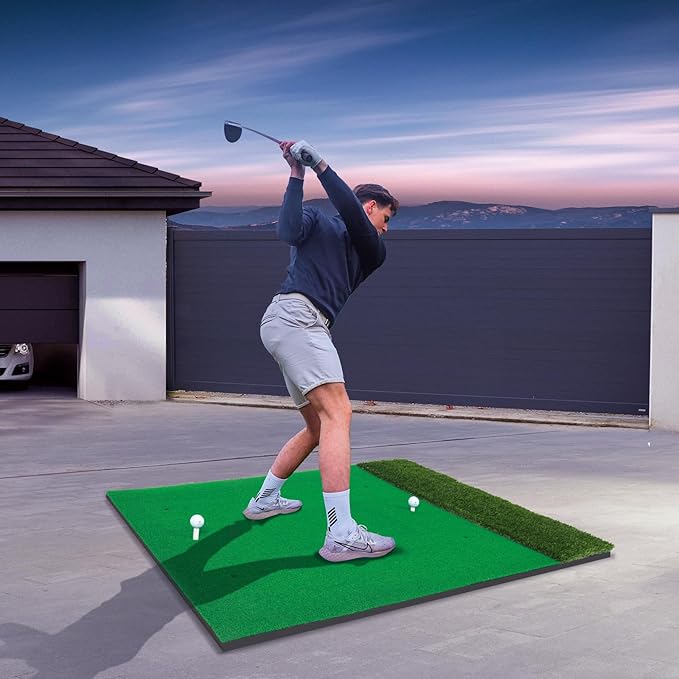 Upgrade Multi-Function Golf Hitting Mat – MyVoice 5x4ft Thickened Mat with Interchangeable Turf, Durable Non-Slip Base for Indoor & Outdoor Practice, Ideal for Golfers of All Levels