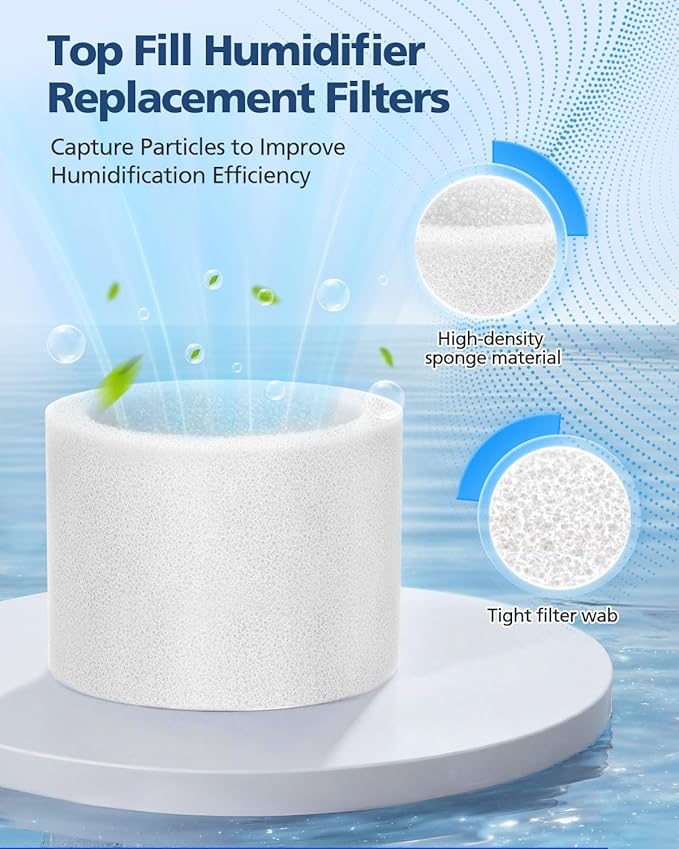 6000S Filters Replacement Compatible with LEVOIT Superior 6000S Smart Evaporative Humidifier, 12 Pack Gray 6000S Wick Filters+ 6 Pack White Top Fill Filters