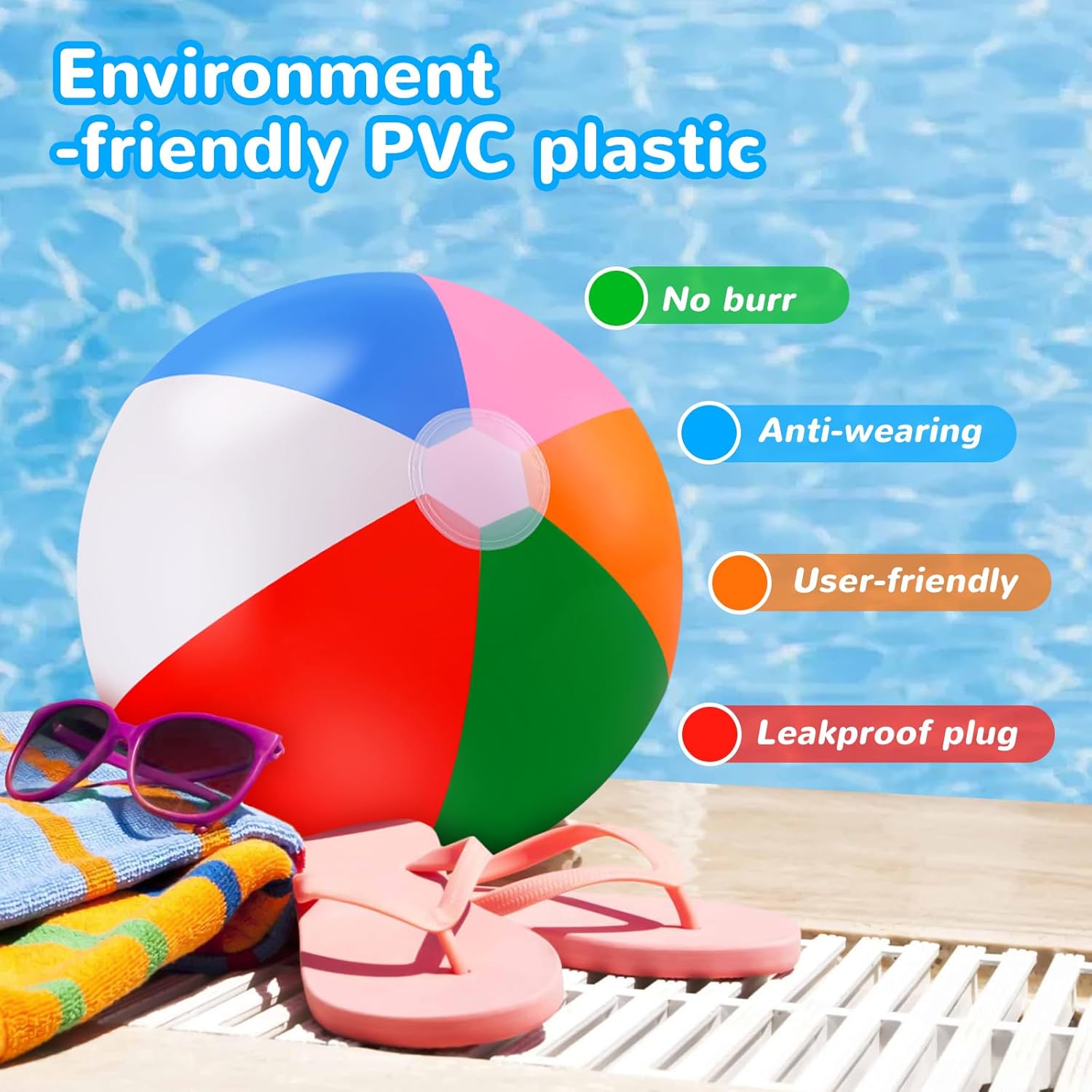 Beach Balls Bulk,4 Packs 20" BeachBalls Toddler Pool Toys Set,Beach Ball Party Favors,Beach Balls for Kids&Adults,Inflatable Yard Ball,Pool Party Decorations