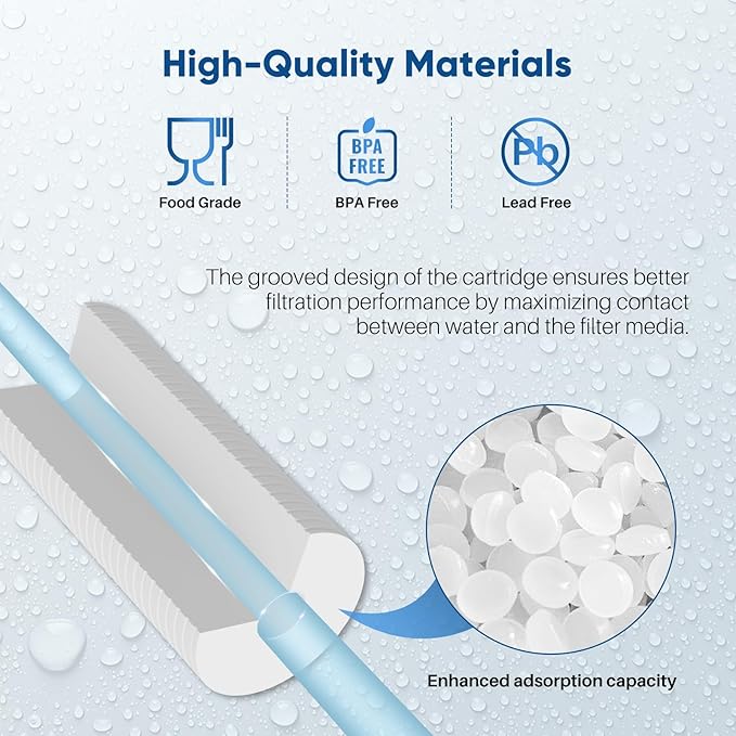 PUREPLUS AP810 Whole House Grooved Sediment Water Filter, Replacement Cartridge for 3M Aqua-Pure AP810, AP811, AP801, AP801-C, AP801T, AP801B, Whirlpool WHKF-GD25BB,WHKF-DWHBB,5 Micron 10"x4.5", 3Pack
