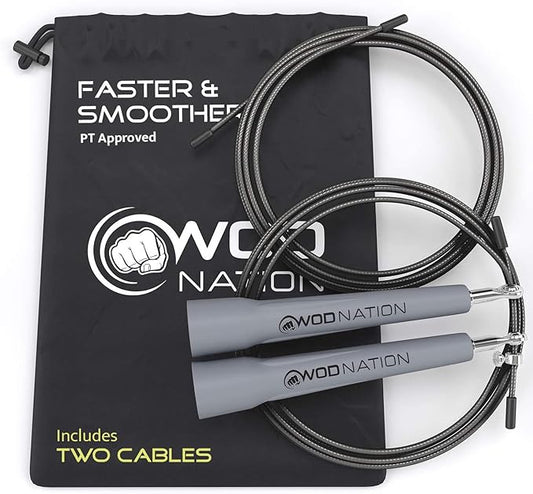 WOD Nation Adjustable Speed Jump Rope For Men, Women & Children - Blazing Fast Fitness Skipping Rope Perfect for Boxing, MMA, Endurance-FlexoryFit