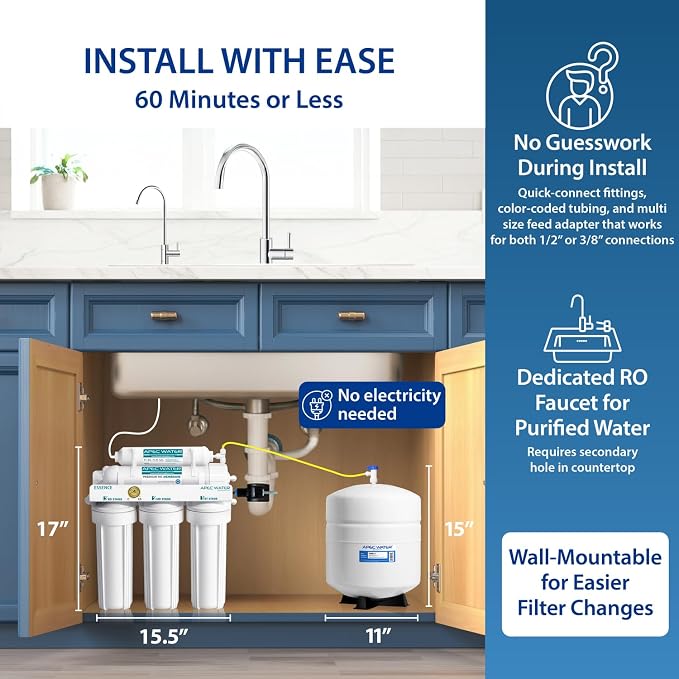 APEC Water ROES-50, 5-Stage Under Sink Reverse Osmosis Water Filter System - Image 5