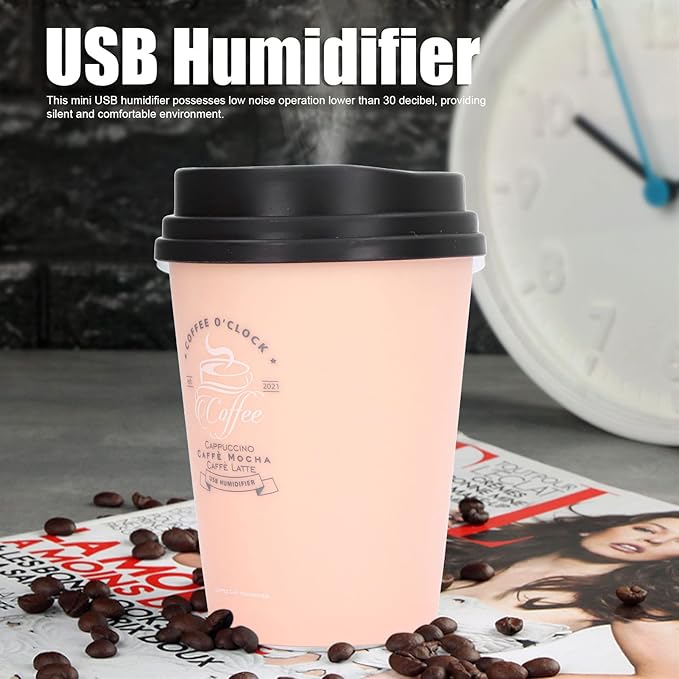 Zerodis Humidifier 300ml Car Humidifier Mini Desktop Humidifier Coffee Cup Shape Humidifier USB Humidifier()