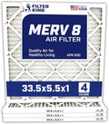 Filter King 33.5x5.5x1 Air Filter | 4-PACK | MERV 8 HVAC Pleated A/C Furnace Filters | MADE IN USA | Actual Size: 33.5 x 5.5 x .75"
