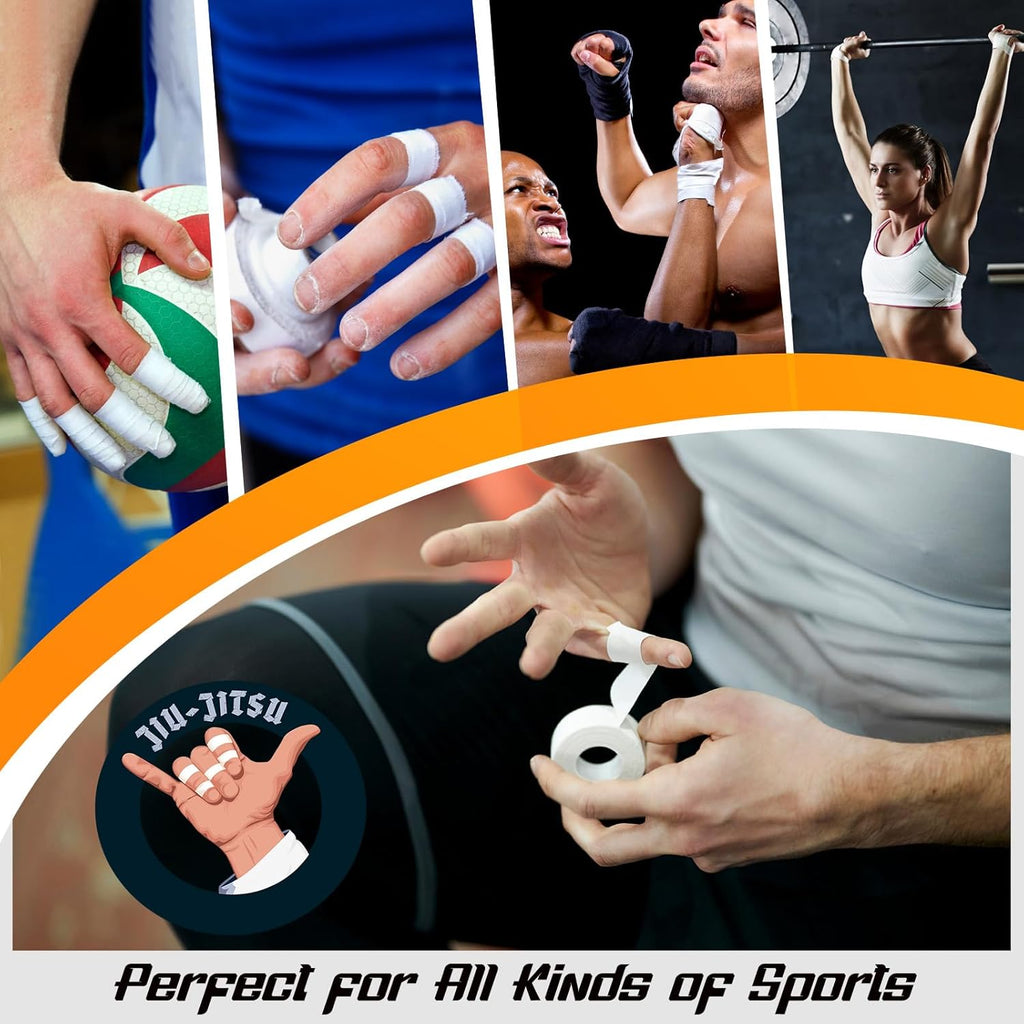 Pro Finger Tape 8 Pack - 0.5” x 45 Ft Black Athletic Sports Tape for Rock Climbing,BJJ,Jiu-Jitsu,Wrestling,Judo