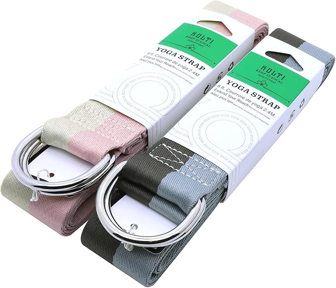 Yoga Exercise Adjustable Straps 8FT with Durable D-Ring for Pilates & Gym Workouts | Hold Poses, Stretch, Improve Flexibility & Maintain Balance-FlexoryFit