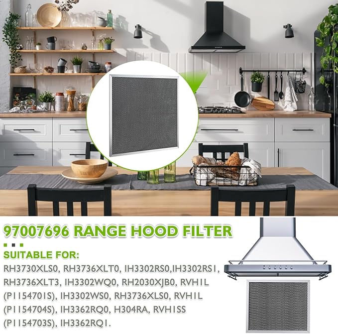 97007696 97005687 Range Hood Filter Replacement Charcoal Carbon Filter Mesh Hood Grease Filter Fit for Broan Nutone 41F(2 Pack)