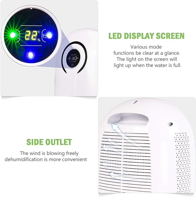 Dehumidifier with LCD Display 38oz(1100ml) Small Quiet Portable Dehumidifier with Auto Shut-off,Up to 430 Sq.ft for Home Basement Bedroom Garage