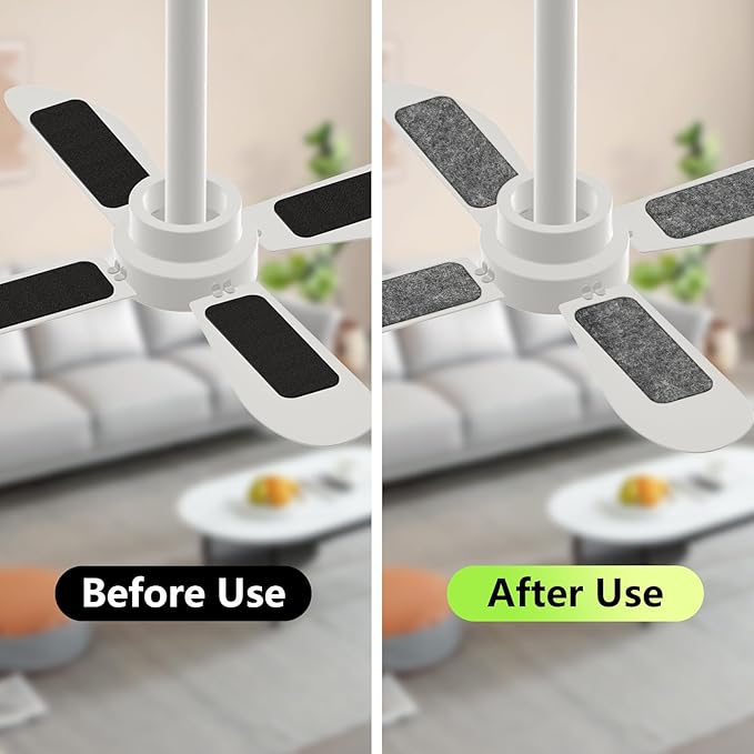 3 Pack Ceiling Fan Filters for Blades, Activated Coconut Carbon Fan Filter for Ceiling Fan, Easy-Stick Universal Air Filter for Common Household Contaminants
