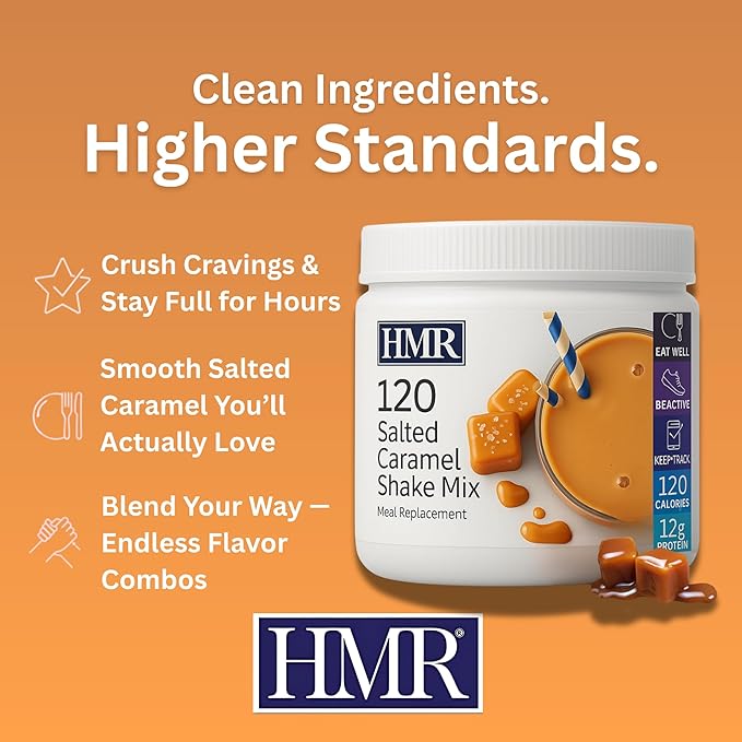 HMR 120 Shake Meal Replacement Powder | Salted Caramel Shake Mix to Support Healthy Weight Loss | 12g of Protein | Nutritional Drink | Low Calorie Food | 12 Servings-FlexoryFit