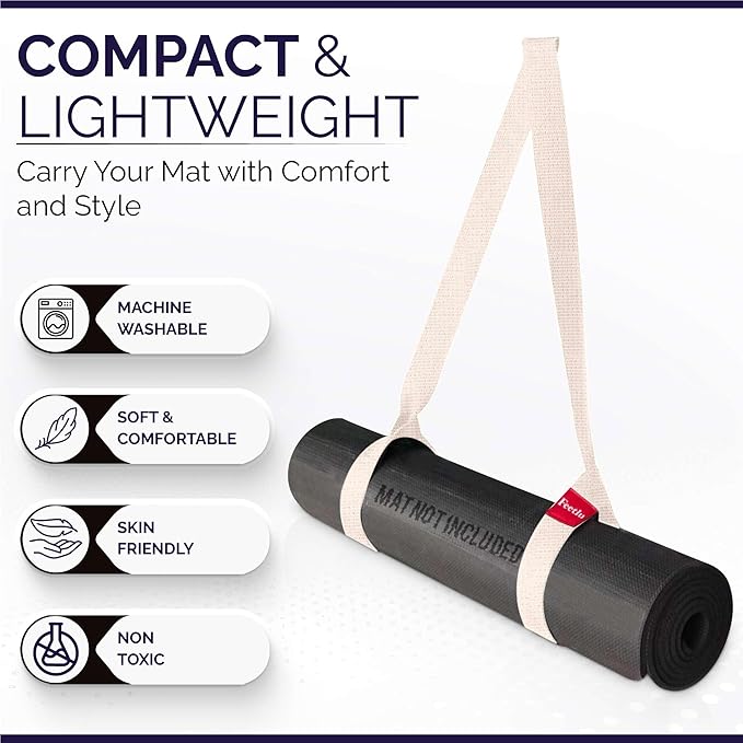 Yoga Mat Straps 2 in 1 - Cotton - Adjustable anti-slip straps for yoga, pilates, stretching, for carrying mats-FlexoryFit
