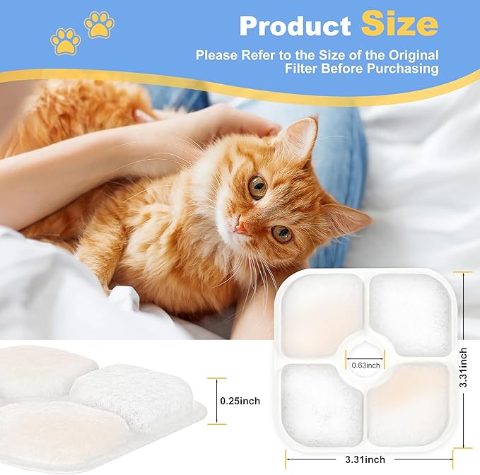 Cat Water Fountain Filter,Cat Fountain Filters for PIXI Pet Water Fountain,16 Pack Pet Fountain Filter Replacement,4 Pump Hoses