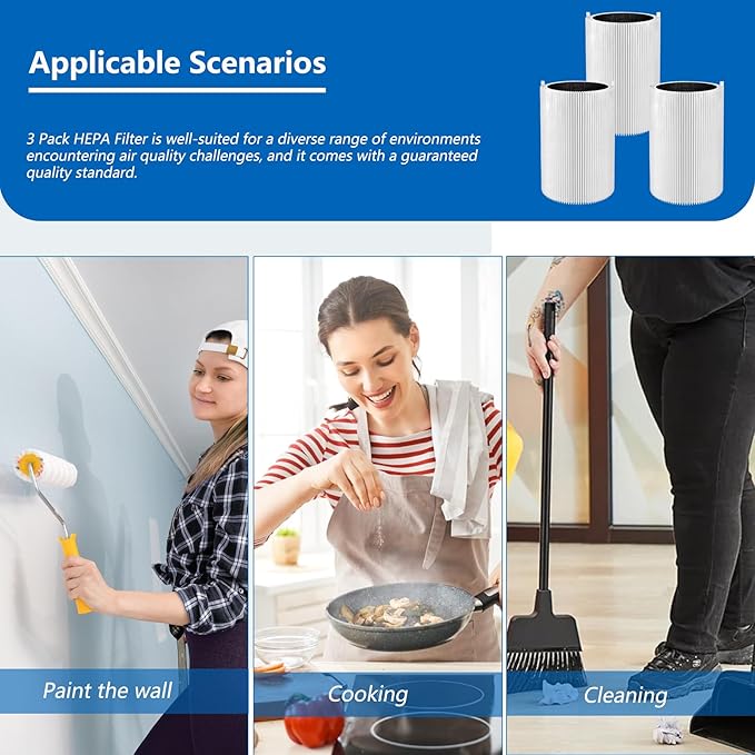 2 Pack Blue Pure 411 Filter Replacement Compatible with Blue Pure 411 Genuine, 411+, 411 Auto and MINI Air Purifiers, Package Include the 2 HEPA Filters and 2 Activated Carbon Filter