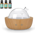 Glass Essential Oil Diffusers for Home, Wood Grain Base Humidifier, Decorative Bedroom Aromatherapy Scent Air Diffuser Ultrasonic Aroma Defusers 200ml（with 3Pcs Essential Oils）