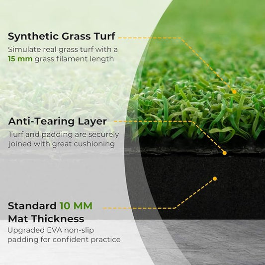 Tangkula Golf Hitting Mat, Artificial Turf Mat for Indoor/Outdoor Golf Practice Includes 2 Rubber Tees & 2 Alignment Sticks, Golf Training Mat for Home Backyard Garage