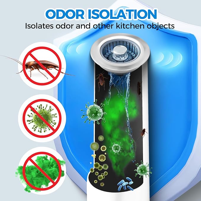 Upgraded 3in1 Kitchen Sink Drain Strainer & Sink Stopper, Stainless Steel Kitchen Drain Plug & Sink Installation Parts with Anti-Clogging Basket, Fit US Standard 3-1/2'' Sink Drain Hole, Silver