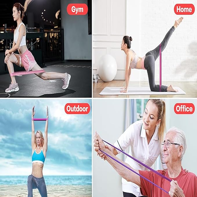Resistance Bands Legs Hip Stretching Workout Elastic Rubber Loop with Exercise Fitness Guidance Men Women Yoga Pilates Gear Come with Carry Bag-FlexoryFit