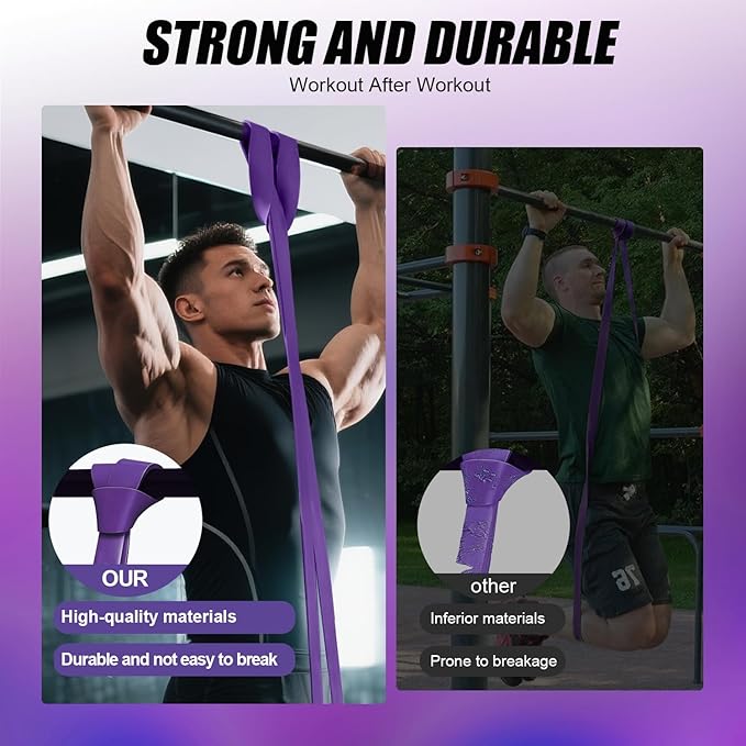 WHATAFIT Resistance Bands, Pull Up Assistance Bands, Exercise Bands, Workout Bands Set for Men and Women Home Fitness, Body Stretching, Strength Training, Physical Therapy-FlexoryFit