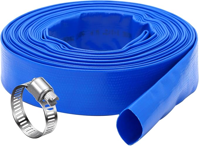 DAVCO 1.25" x 100 ft Pool Backwash Hose, Heavy Duty Reinforced Blue PVC Lay by DAVCO