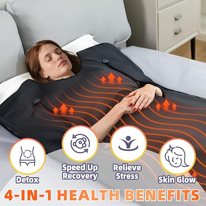 Sauna Blanket Portable, Sauna Bag for Home Use Weight Loss and Detox, 86–158℉, 20–60 Min Timer, Waterproof & Foldable – Includes Remote Control & Carrying Bag