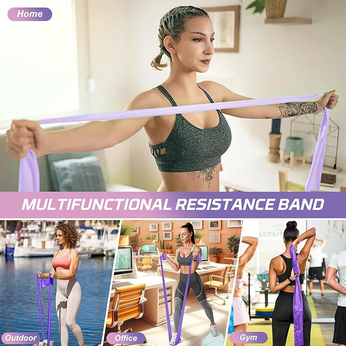 5 Pcs Resistance Bands, Professional Exercise Bands Elastic Stretch Bands for Fitness Yoga Pilates Stretching Strength Training, Workout Bands for Women and Men Home Gym-FlexoryFit