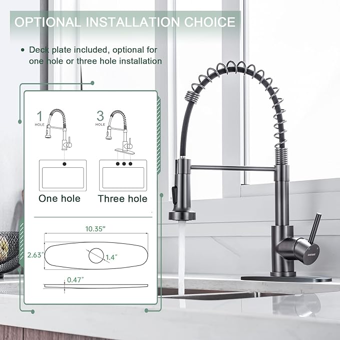 WEWE Black Stainless Kitchen Faucet, Faucet - Image 6