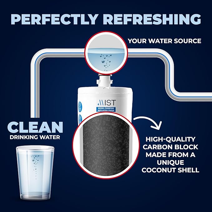 Mist 5231JA2002A Refrigerator Water Filter Replacement for LG LT500P, ADQ72910911, Kenmore 9890, Fridge LFX25974ST – NSF 42 Certified – 3 Pack
