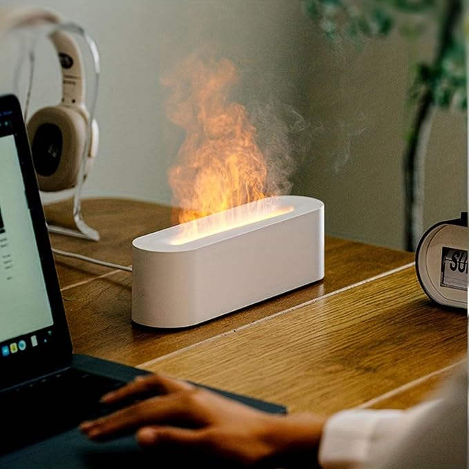 Aromatherapy Essential Oil Diffuser, Timer Off Flame Humidifier, 150ml Capacity, for Yoga, Home, Office, School,White