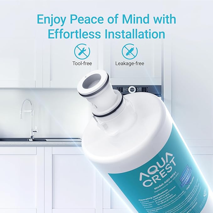 AQUA CREST 3US-AF01 Under Sink Water Filter, Replacement for Standard 3US-AF01, 3US-AS01, Aqua-Pure AP Easy C-CS-FF, WHCF-SRC, WHCF-SUFC, WHCF-SUF Water Filter, NSF/ANSI 42 Certified (Pack of 2)