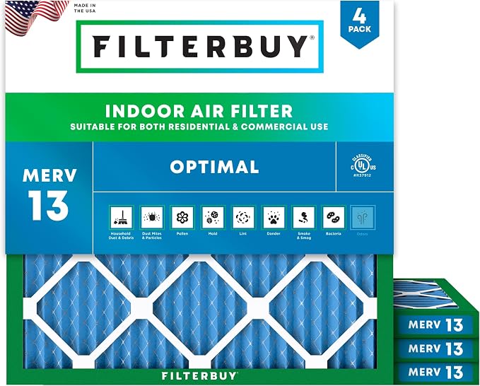 Filterbuy 15x15x1 Air Filter MERV 13 Optimal Smoke & Allergy Defense, by Filterbuy