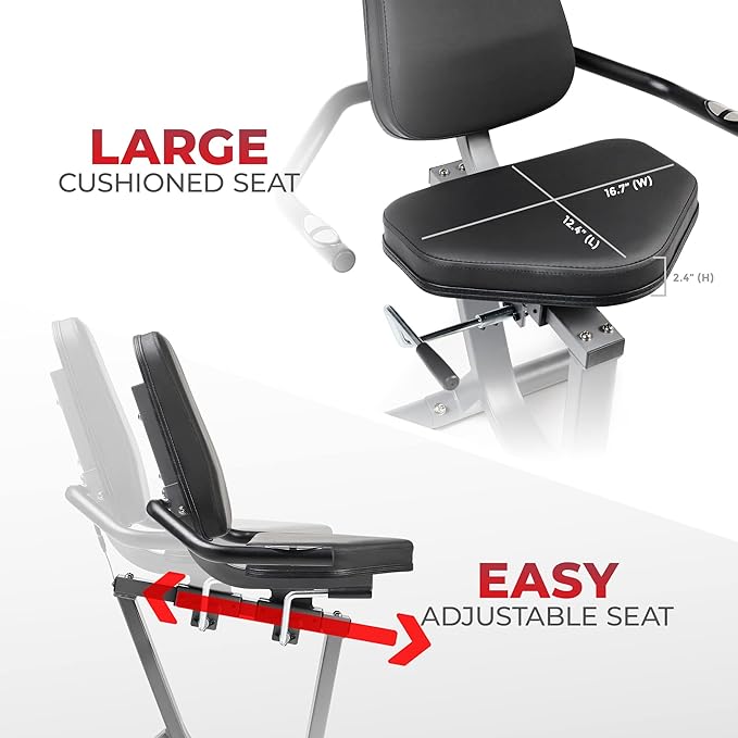 Sunny Health & Fitness Smart Recumbent Bike, Full-Body Home Training with Arm/Leg Exercisers, Indoor Cycling Workout Machine Plus Adjustable Seat & Bulit-in Pulse Sensors, Free SunnyFit App Connection-FlexoryFit