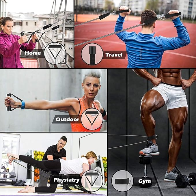 VEICK Resistance Bands, Exercise Bands for Working Out with Handles, Elastic Workout Bands for Men Women, Exercising Bands for Strength Training Equipment at Home Gym-FlexoryFit