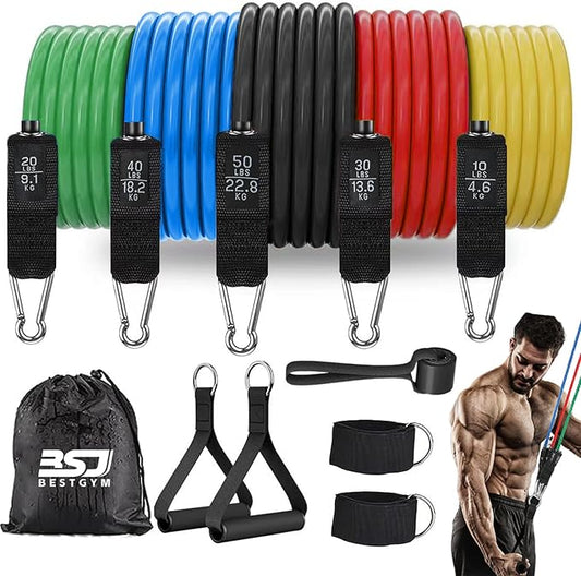 Resistance Bands,Exercise Bands,Resistance Bands for Working Out with Handles for Men and Women,Workout Bands with Door Anchor and Ankle,Strength Training Home Gym Equipment-FlexoryFit