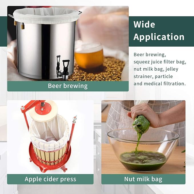 CONIE 120 Micron Reusable Drawstring Straining Brew in a Bag 18"x24" Large Fine Mesh Filter Bags Nut Milk Bag Herbal Essence Filter Bag