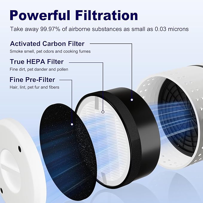 LV-H132 Replacement Filter for LEVOIT LV-H132 Air Puifier, 3-in-1 Nylon Pre-Filter, H13 True HEPA Filter, High-Efficiency Activated Carbon Filter, Part # LV-H132-RF, 4 Pack