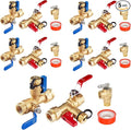 3/4 Inch GUOFIS IPS Tankless Water Heater Valve Kit with Pressure Relief Valve(3/4"FIPx 3/4" FIP),5 Set Water Heater Valve Kit