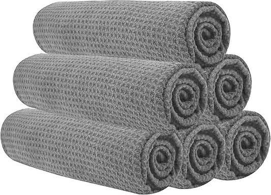 Microfiber Gym Towels for Working Out, Quickly Dry Yoga Towels for Men & Women Tennis, 16 Inch x 27 Inch, 6 Pack, Grey-FlexoryFit