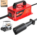 10L0L Club-Car-DS Charger 48V 15A 3-Pin Round Plug Golf Cart Rapid Charger - IP68 Waterproof, Auto Shut-Off, Smart Cooling, Aluminum Housing, Charging Indicator (Red)