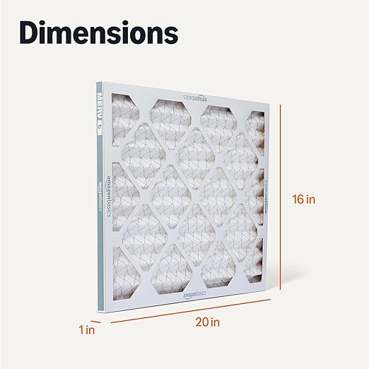 Amazon Basics Merv 5 AC Furnace Air Filter 16x20x1 inches, Pack of 6 (Actual size: 15.75" x 19.75" x 0.75")