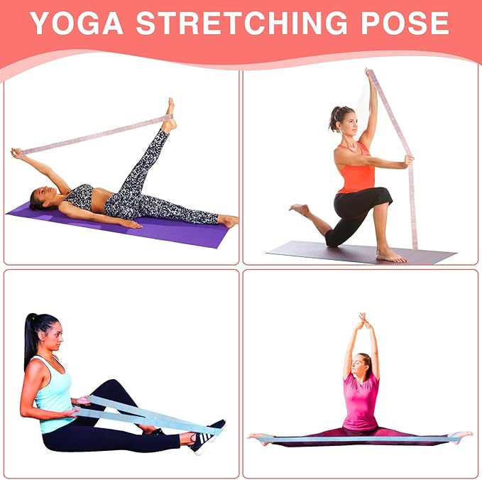 Elastic Yoga Stretching Strap with Loops, CEILIWEN Stretch Straps For Physical Therapy, Pilates Stretch Band, Elastic Exercise Bands, Leg Stretching Strap, Stretch Resistance Bands For Exercise-FlexoryFit