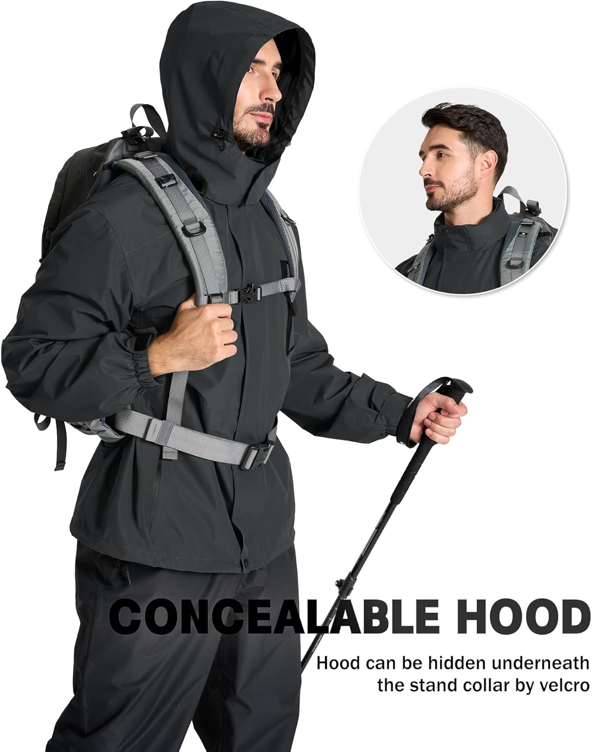 SWISSWELL Mens Rain Jackets Waterproof with Hood Men Windbreaker Jackets Lightweight Rain Coats for Golf Fishing Hiking