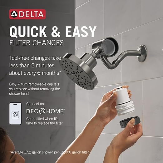 Delta Faucet Clarifi Premium Shower Filter Attachment Black Stainless with Additional Filter Cartridge