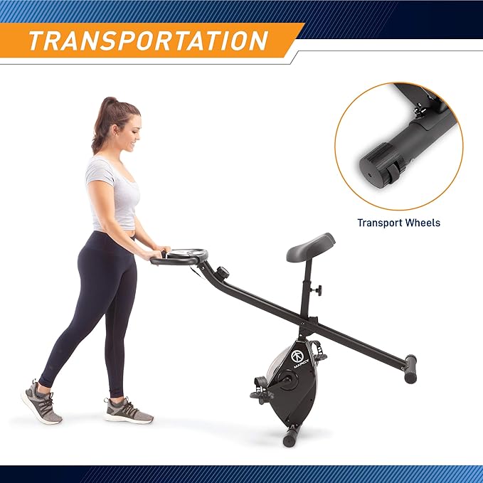 Marcy Foldable Upright Exercise Bike with Adjustable Resistance for Cardio Workout & Strength Training - Multiple Styles Available-FlexoryFit