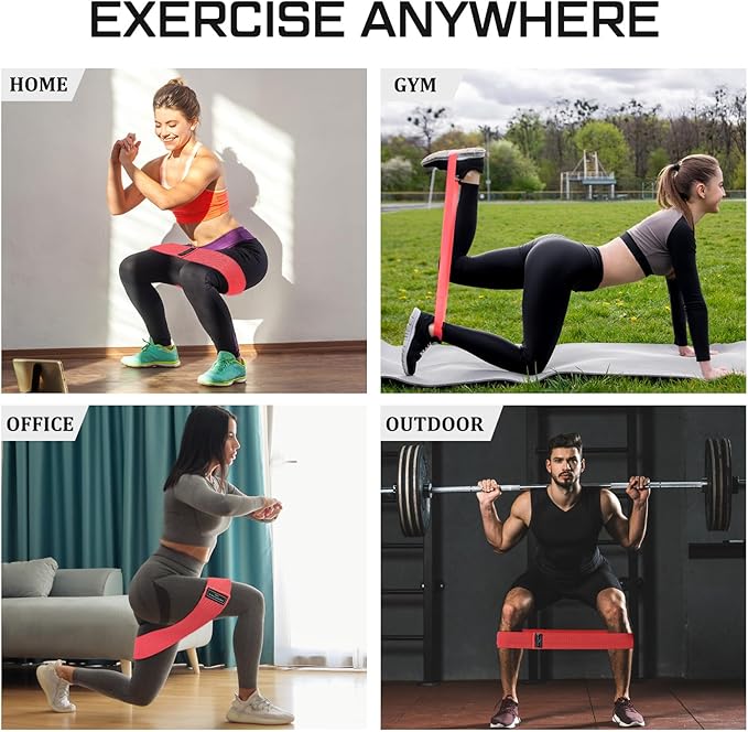 12 Pcs Fabric Resistance Bands for Working Out Booty Workout Stretch Exercise Bands Non Slip for Legs Squat Resistance Loop for Women Men Starter Butt Hip Thigh Fitness-FlexoryFit